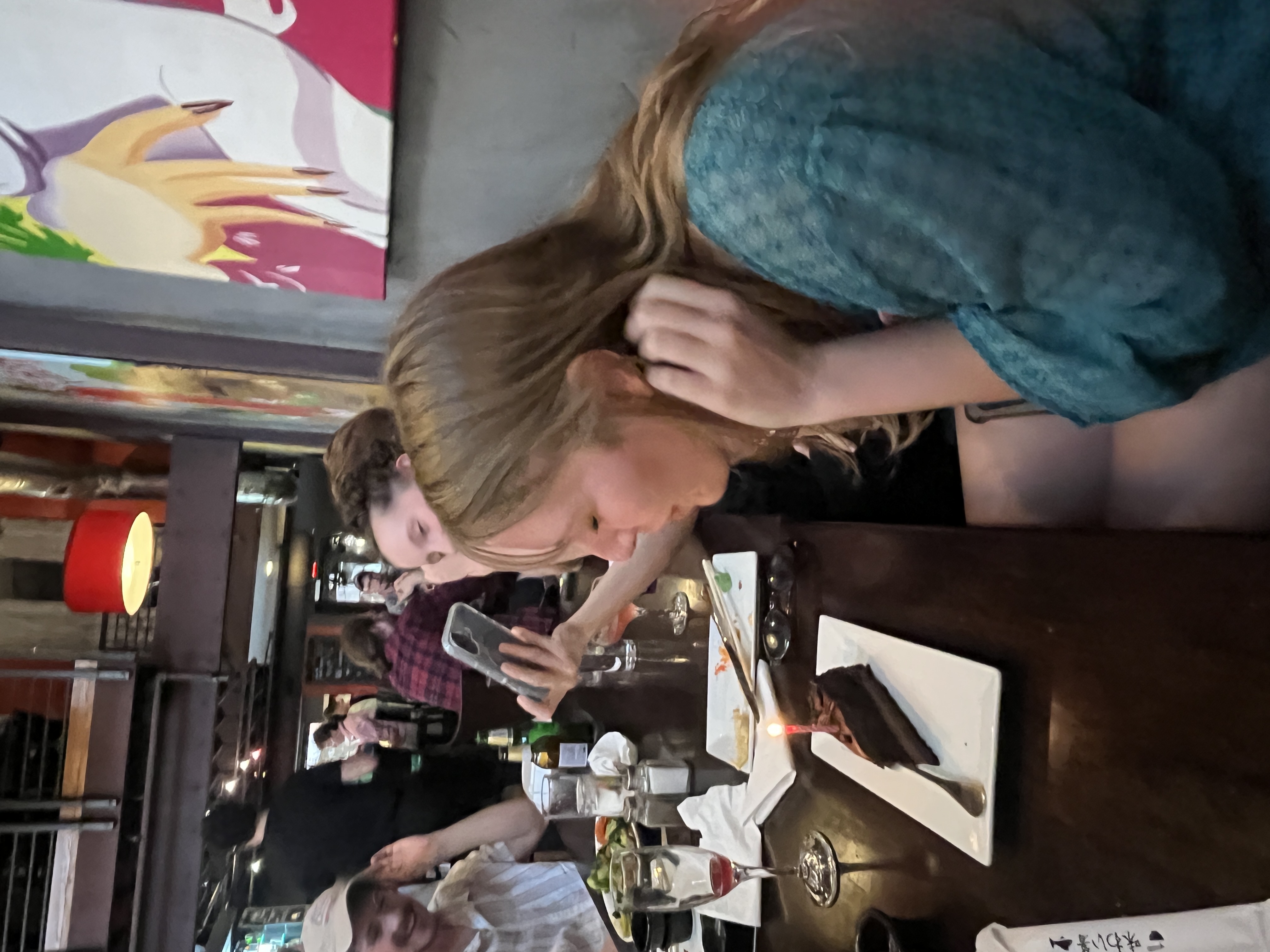 Blowing out the candles at dinner